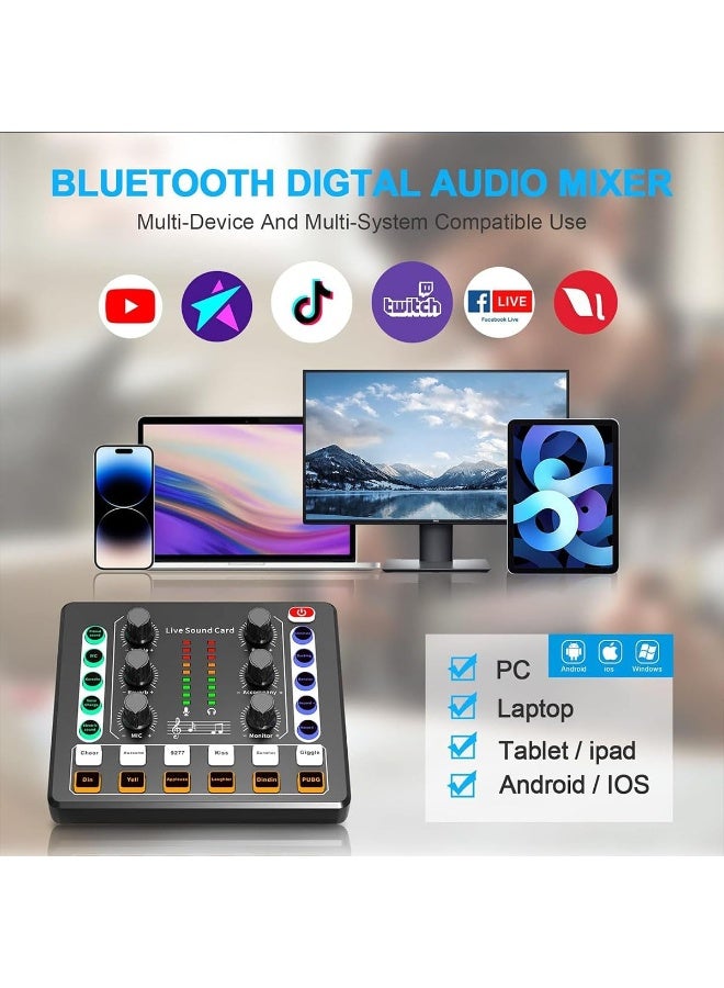 Live Sound Card, M8 Mini Sound Mixer Board,Portable Audio Mixer, Audio Interface With Dj Mixer Effects And Voice Changer, Voice Changer Device For Singing/Pc Video Chat/Broadcast/Karaoke - Image 5