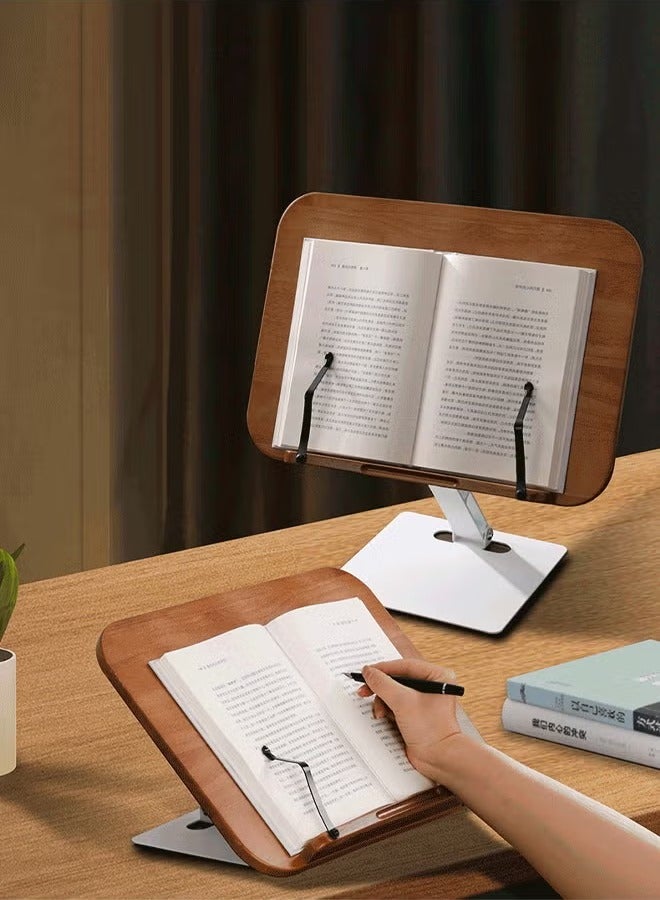 شو وو حامل كتب، حامل كتب للقراءة قابل للتعديل، مع مشابك ورق الصفحات، حاملات كتب متينة محمولة، بزاوية، للكتب المدرسية والمجلات والكتب الموسيقية والوصفات وأجهزة iPad  - Image 1