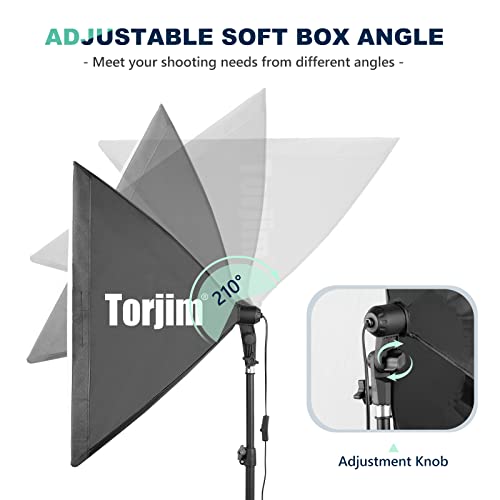 Torjim Softbox Photography Lighting Kit, 2Pcs 27" x 27" Professional Soft Box | 3000K-7500K 85W LED Bulbs with Remote, Photography Continuous Lighting Kit for Studio Lights, Portrait, Video Recording - Image 3