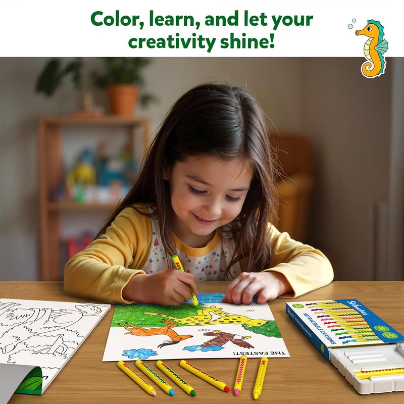 Skillmatics Colouring Book - 50 Tear-Out Pages and 12 Retractable Mess-Free Crayons, Colour and Learn 160+ Animals, Educational Gift for Toddlers and Preschoolers Ages 3, 4, 5, 6 - Image 3