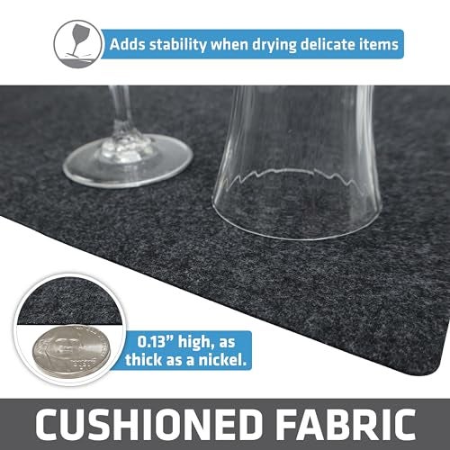 Drymate Premium Luxury Shelf & Drawer Liner, Thick Cushioned Fabric, Non-Adhesive, Absorbent, Waterproof, Slip-Resistant, Liners for Kitchen Cabinets, Cupboards (USA Made)(12”x59”)(2-Pack)(Charcoal) - Image 5