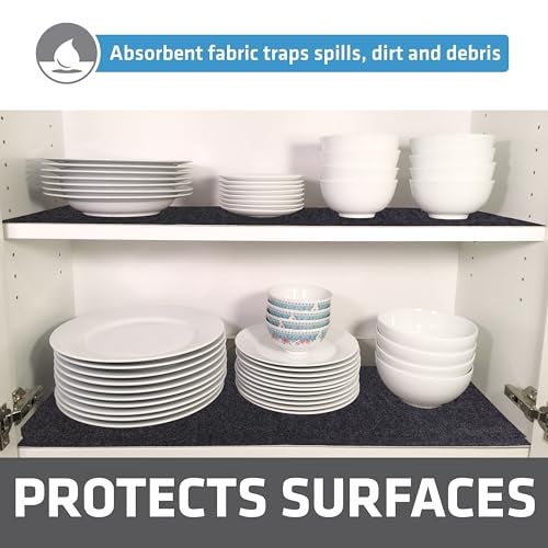 Drymate Premium Luxury Shelf & Drawer Liner, Thick Cushioned Fabric, Non-Adhesive, Absorbent, Waterproof, Slip-Resistant, Liners for Kitchen Cabinets, Cupboards (USA Made)(12”x59”)(2-Pack)(Charcoal) - Image 3