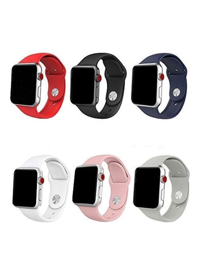 vesus 6-Pack Replacement Silicone Band For Apple Watch Multicolour