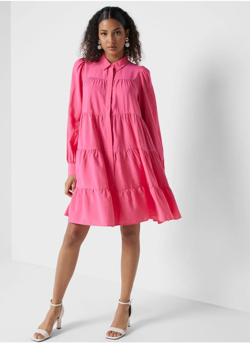 YAS Puff Sleeve Tiered Dress