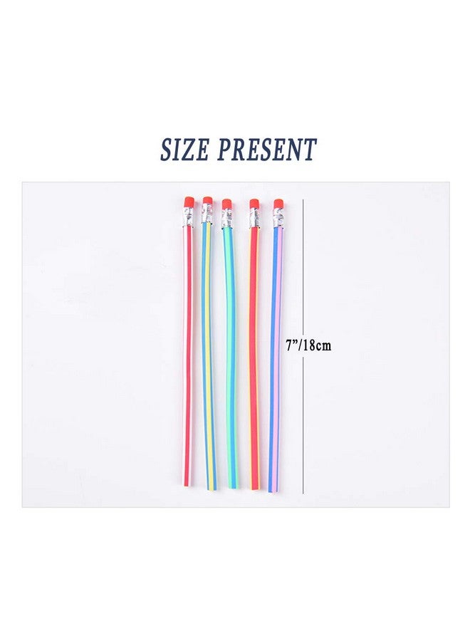 OJYUDD Flexible Bendy Pencil, 35 Pcs Flexible Soft Pencil Colorful Stripe Soft Pencils With Eraser As Gift For Students Or Children - Image 2