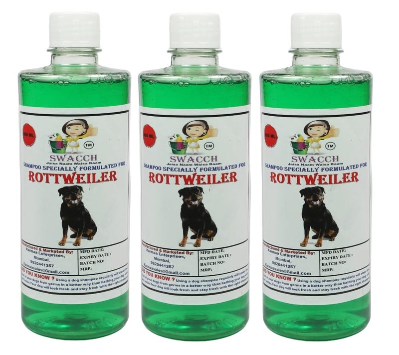 swacch Shampoo | Puppy Safe Shampoo | PH Balanced | Ditch to Itch for Rottweiler Dog Shampoo 500ml Pack of 3 (Neem Alovera) + Spike Ball Chew Toy Combo Pack - Image 2