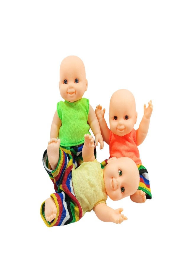 Ladli® Real Babies Toy,The Best Gifts for Girls and Boys Small Doll for 3 Brother Realistic Baby Boy Doll LookRotatable Legs Arms 16 cm Pack of 3 - Image 1