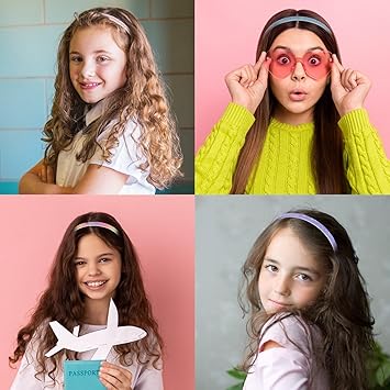 COMNICO 4pcs Glitter Girls Headbands Sweet Cute Sparkly Star Hairband Bling Confetti Rainbow Headpiece Plastic Non Slip Hair Bands with Teeth Colorful Hair Accessories for Teens Children Women - Image 4
