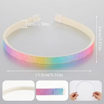 COMNICO 4pcs Glitter Girls Headbands Sweet Cute Sparkly Star Hairband Bling Confetti Rainbow Headpiece Plastic Non Slip Hair Bands with Teeth Colorful Hair Accessories for Teens Children Women - Image 2