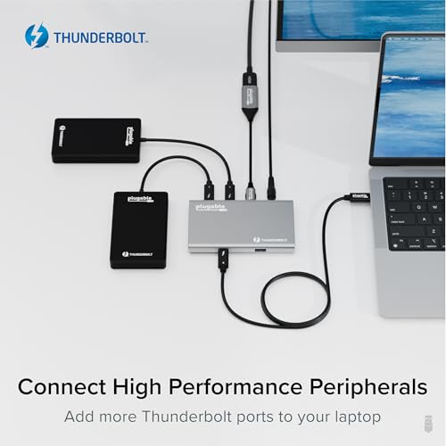 Plugable 5-in-1 Thunderbolt 4 Hub,Single 8K or Dual 4K Display, 4K HDMI Adapter Included, Thunderbolt 4/3, USB4,USB-C Expansion for Modern Mac and Windows Systems, Driverless - Image 5