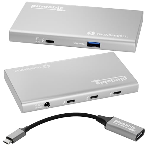 Plugable 5-in-1 Thunderbolt 4 Hub,Single 8K or Dual 4K Display, 4K HDMI Adapter Included, Thunderbolt 4/3, USB4,USB-C Expansion for Modern Mac and Windows Systems, Driverless - Image 1