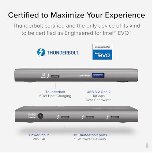Plugable 5-in-1 Thunderbolt 4 Hub,Single 8K or Dual 4K Display, 4K HDMI Adapter Included, Thunderbolt 4/3, USB4,USB-C Expansion for Modern Mac and Windows Systems, Driverless - Image 2