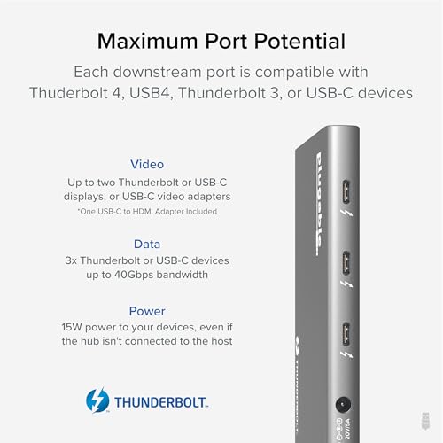 Plugable 5-in-1 Thunderbolt 4 Hub,Single 8K or Dual 4K Display, 4K HDMI Adapter Included, Thunderbolt 4/3, USB4,USB-C Expansion for Modern Mac and Windows Systems, Driverless - Image 3