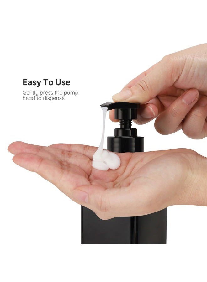 Segbeauty Shower Refillable Dispenser, 3pcs 16.9oz 500ml Pump Press Bottles with Labels, Empty Reusable Plastic Soap Dispenser Bathroom Shower Containers for Body Wash Shampoo Conditioner Lotion Black - Image 4