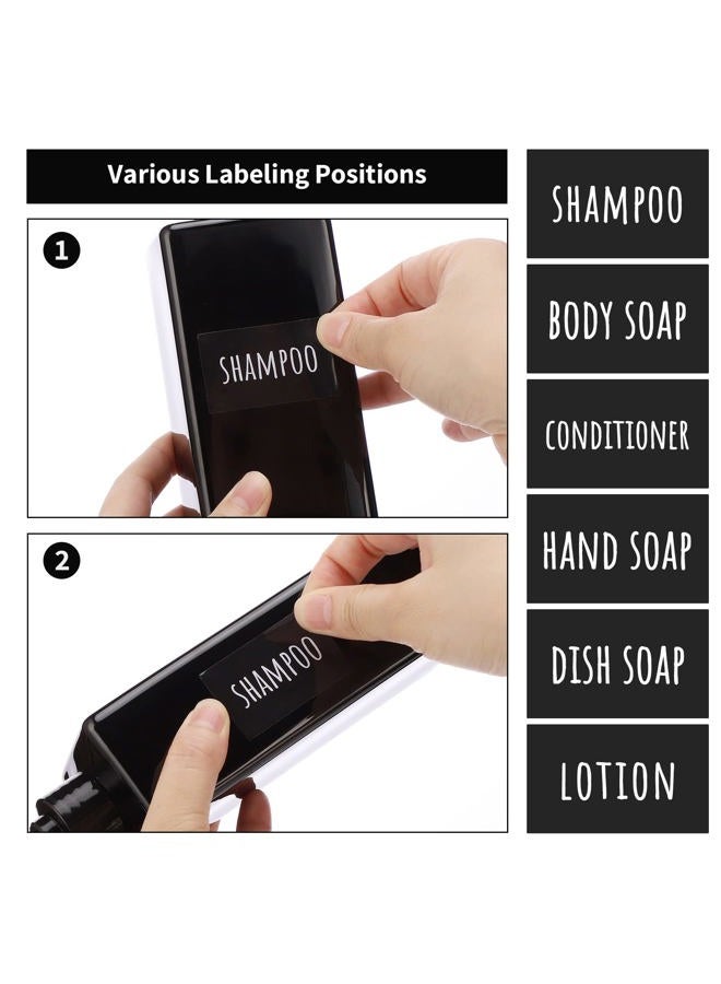 Segbeauty Shower Refillable Dispenser, 3pcs 16.9oz 500ml Pump Press Bottles with Labels, Empty Reusable Plastic Soap Dispenser Bathroom Shower Containers for Body Wash Shampoo Conditioner Lotion Black - Image 2