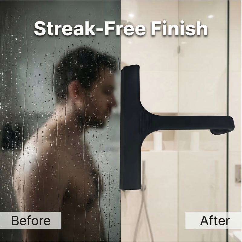 Pearl One Piece Shower Squeegee with Hook Streak Free Glass Tile Mirror Cleaner - Image 5