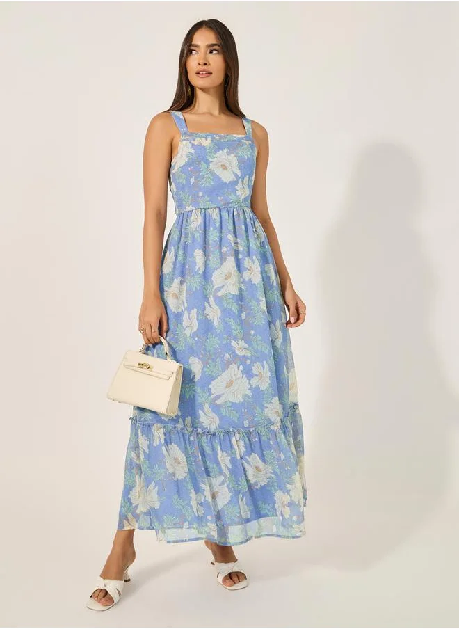 ستايلي Floral Printed Sleeveless A-line Maxi Dress