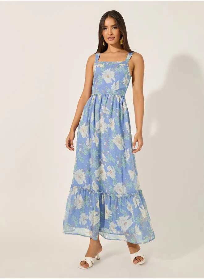 ستايلي Floral Printed Sleeveless A-line Maxi Dress