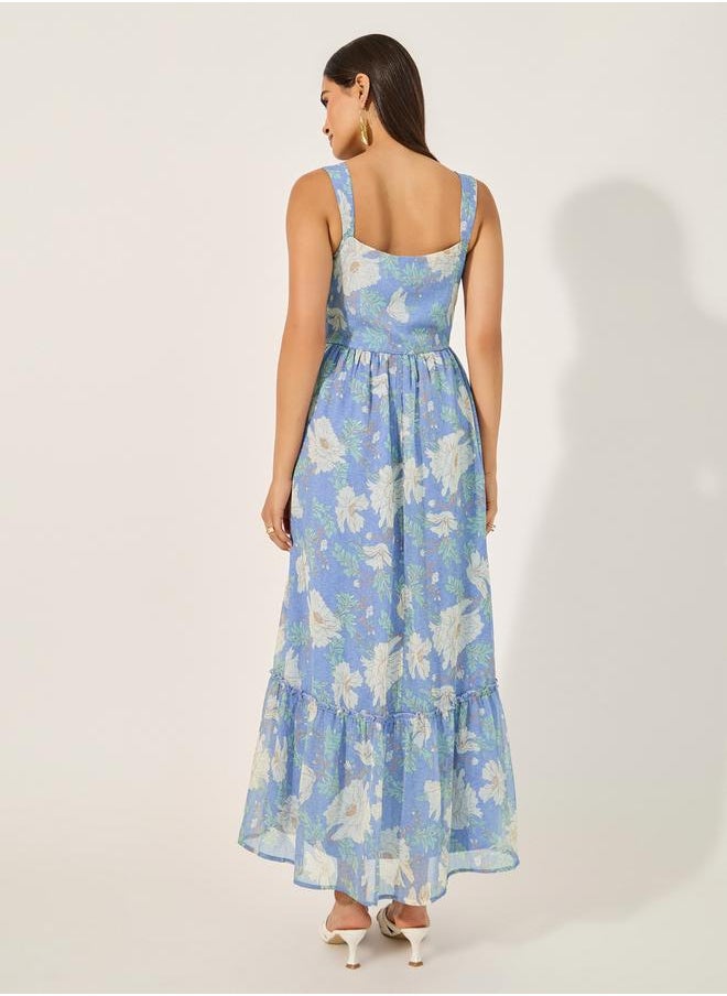 Styli Floral Print Maxi Dress  - Image 5