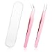 Zyghjort Sticker Tweezers 2 Pcs Stainless Steel Tweezers for Crafting Straight Curved Eyebrow Tweezer for Stickers Jewelry Making DIY Crafts Scrapbooking Precision Electronics Pink - Image 2