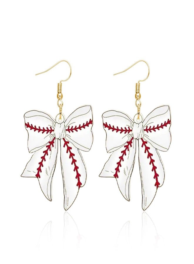 Frodete Football Earrings for Women Baseball Acrylic Bow Dangle Football Shape Game Day Outfits Sports Fan Jewelry Gifts - Image 1
