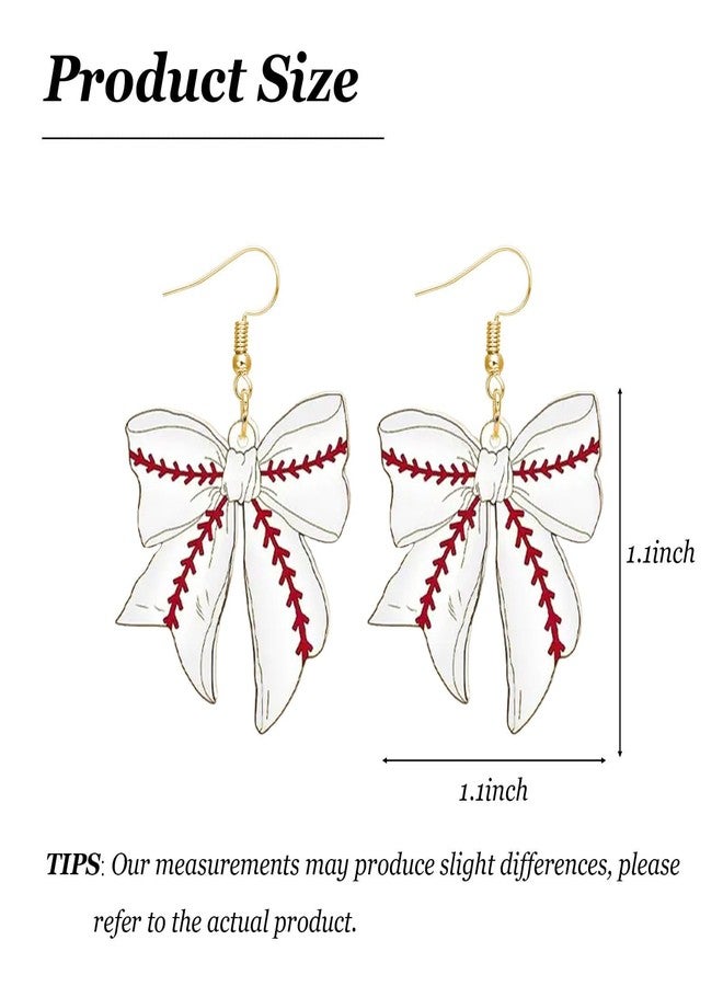 Frodete Football Earrings for Women Baseball Acrylic Bow Dangle Football Shape Game Day Outfits Sports Fan Jewelry Gifts - Image 5