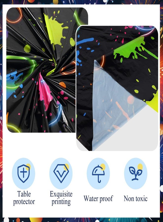 اودين مجموعة أودين من 6 قطع من مفارش طاولات حفلات النيون، دائرية الشكل 84 بوصة، مصنوعة من البلاستيك للاستخدام مرة واحدة، تتوهج في الظلام، مثالية لحفلات أعياد الميلاد وحفلات استقبال المولود الجديد. - Image 3