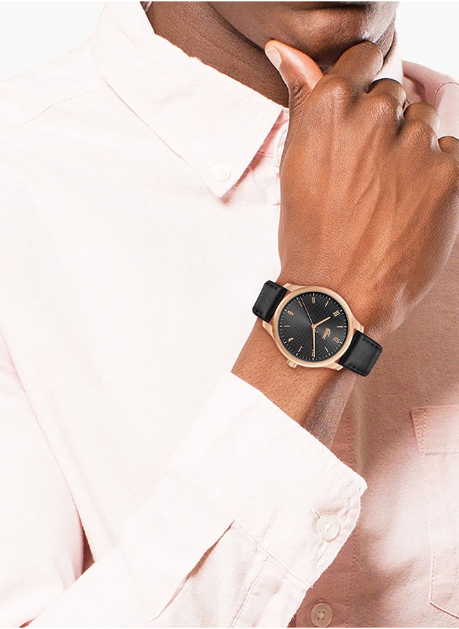 LACOSTE Men's Analog Round Shape Leather Wrist Watch 2011323 - 42 Mm  - Image 4