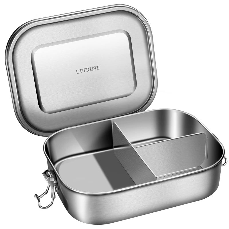 UPTRUST Leak Proof Stainless Steel Bento Lunch Container, (47OZ/1400ML) Metal Bento Lunch Box for Kids or Adults, 3 Compartment Packing Box for Work Lunch - Image 1