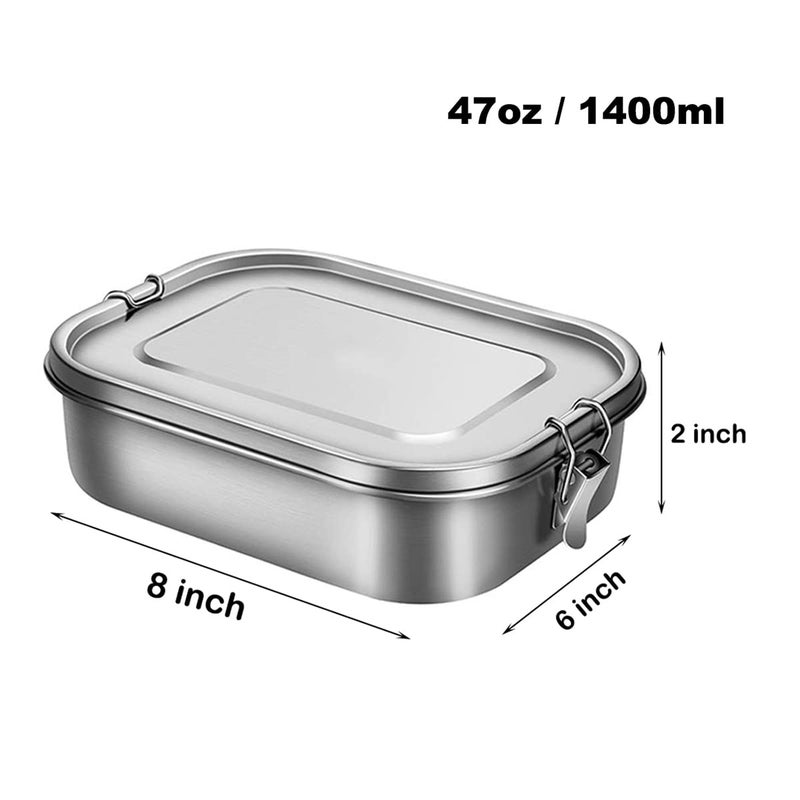 UPTRUST Leak Proof Stainless Steel Bento Lunch Container, (47OZ/1400ML) Metal Bento Lunch Box for Kids or Adults, 3 Compartment Packing Box for Work Lunch - Image 3