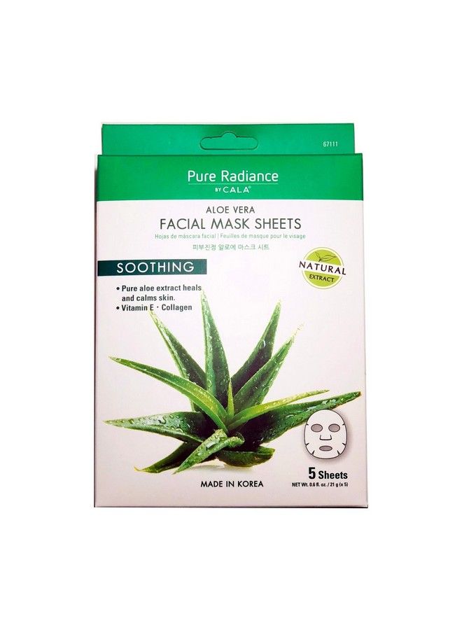 CALA Korea Aloe Vera Collagen And Vitamin E Essence Full Face Facial Mask Sheet 5 Pack - Image 1