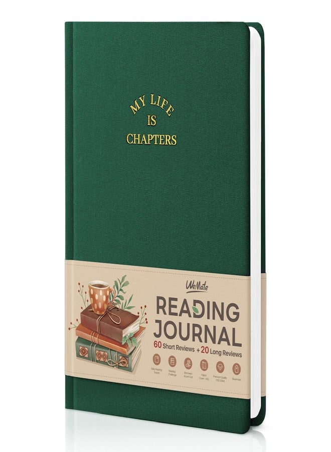 WEMATE مفكرة قراءة WEMATE - 80 مراجعة و5 علامات مرجعية، سجل قراءة، مفكرة كتب لمحبي الكتب، هدية مع 220 صفحة، متتبع قراءة للتقدم والملاحظات، A5 (أخضر) - Image 1