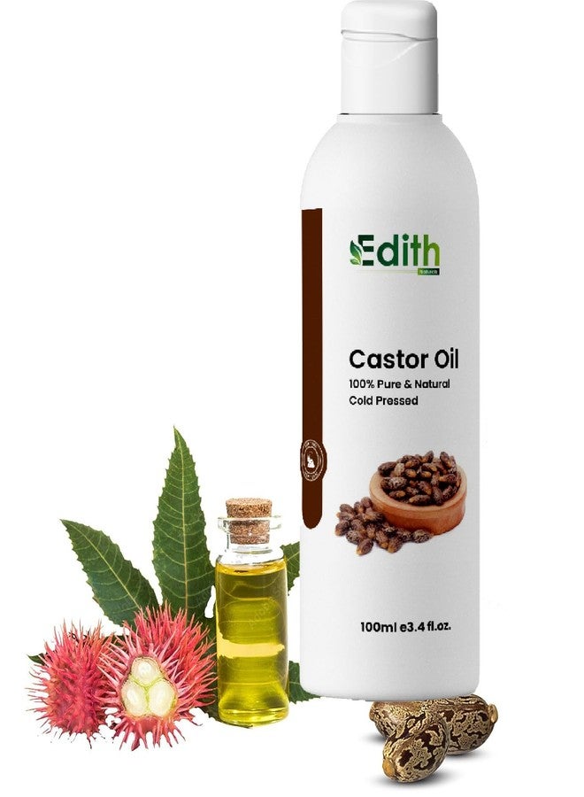 EDITH زيت الخروع المعصور على البارد من إديث ناتورا، 100 مل - نقي وطبيعي 100% للشعر | العناية بالبشرة | العناية بالأظافر والحواجب والرموش | أنبوب ماسكارا - Image 1