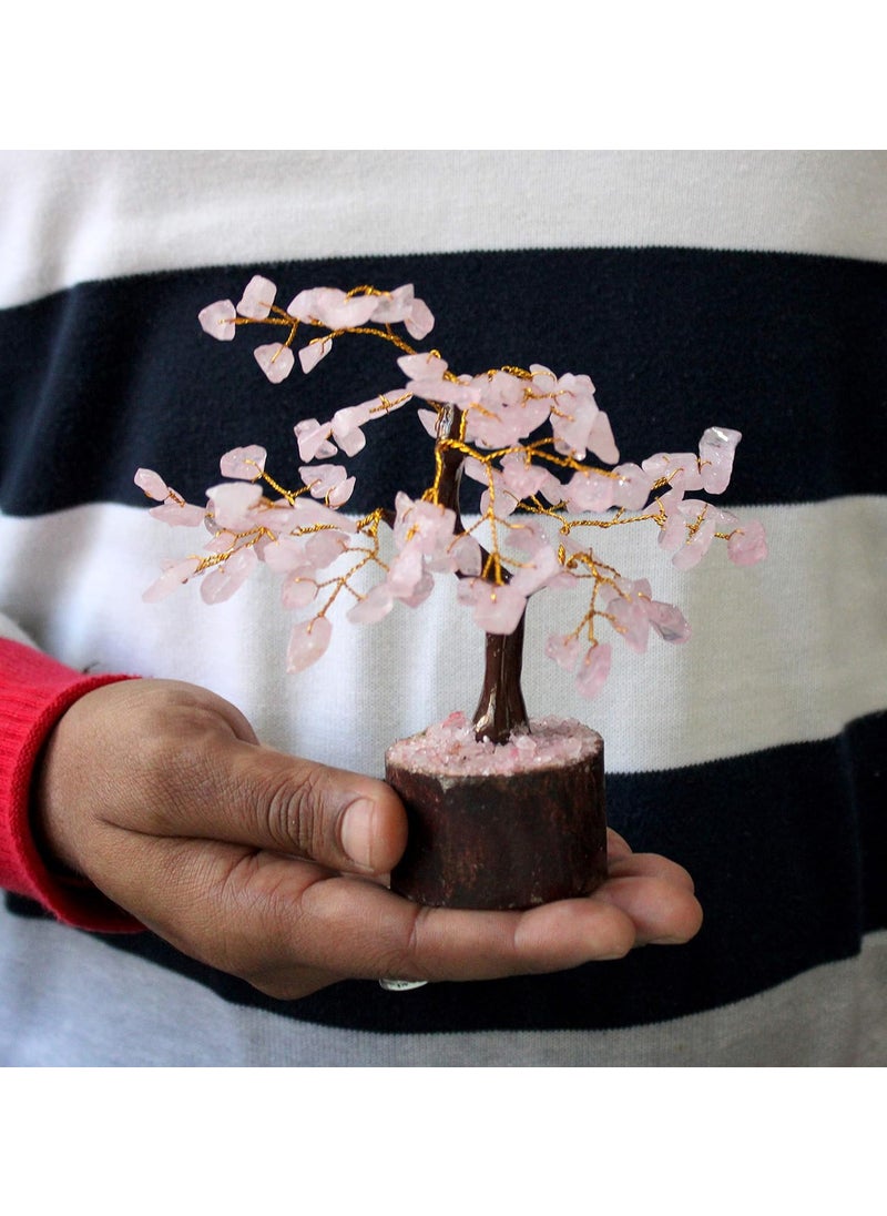 ESPLANADE ESPLANADE Natural Rose Quartz Crystals Tree Healing Stones Seven Chakra Natural Healing Gemstone Bonsai Fortune Money Tree Home Office Decor Spiritual Gift Size 78 Inches Pink 100 Beads  - Image 4