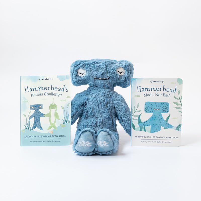 Slumberkins 14 Hammerhead Kin 2 Board Books Complete Set Bundle Promotes Conflict Resolution Social Skills Responsibility Social Emotional Development Hammerhead Kin Plush 2 Board Books - Image 1