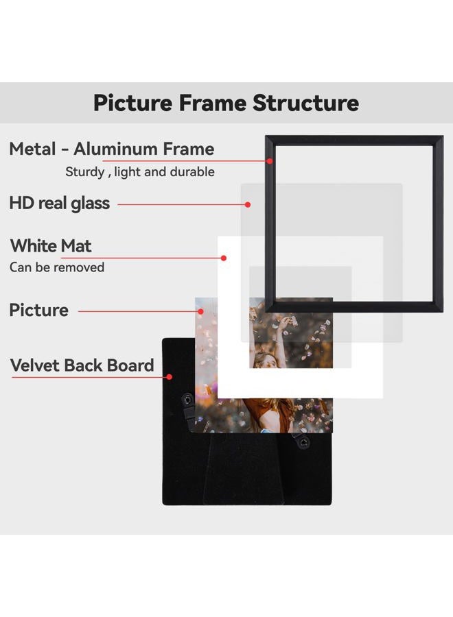 BKABOT 7x7 Picture Frame, Black Metal Square Photo Frames with HD Glass, Fits 6x6 with Mat or 7 x 7 without Mat, Display for Wall and Table, 1 Pack - Image 4