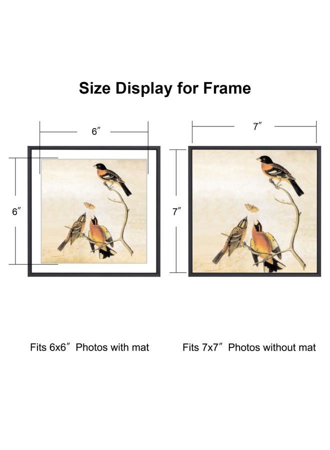 BKABOT 7x7 Picture Frame, Black Metal Square Photo Frames with HD Glass, Fits 6x6 with Mat or 7 x 7 without Mat, Display for Wall and Table, 1 Pack - Image 2