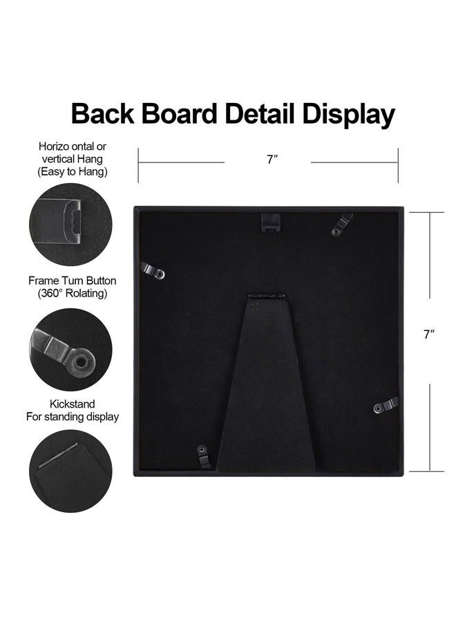 BKABOT 7x7 Picture Frame, Black Metal Square Photo Frames with HD Glass, Fits 6x6 with Mat or 7 x 7 without Mat, Display for Wall and Table, 1 Pack - Image 3