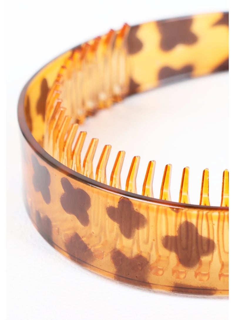 ZAAS Amber Tortoiseshell Printed Tooth Comb Headband - Image 5