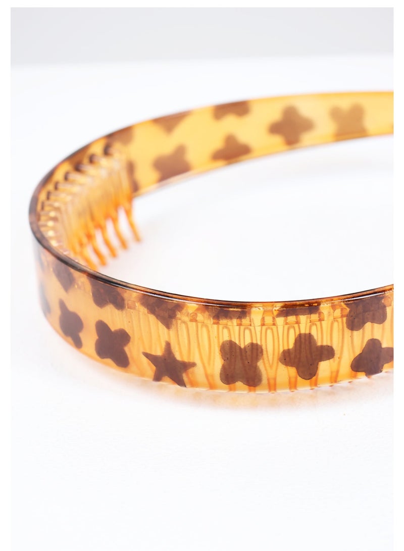 ZAAS Amber Tortoiseshell Printed Tooth Comb Headband - Image 2