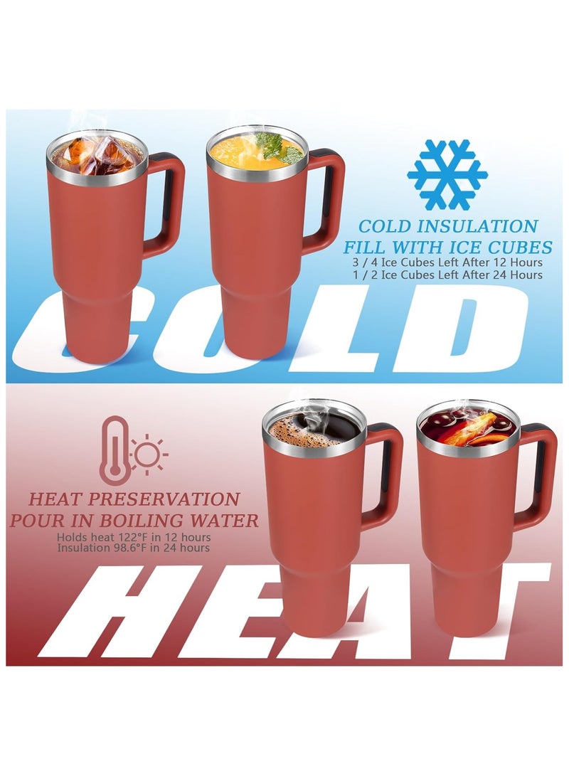 RIYAD GADGETS 1200ml Tumbler Leak-Proof Coffee Mug with Handle, Straw, and Stanley Cup-like Design Red embroidery - Image 5