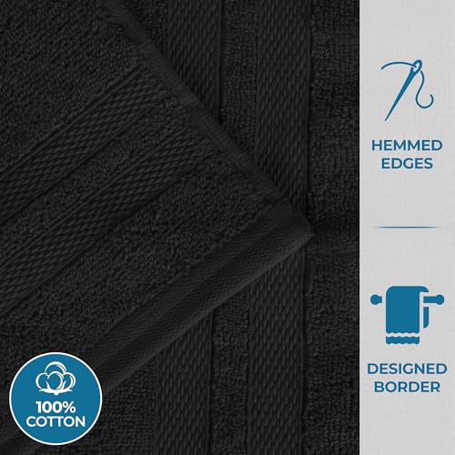 Superior Ultra-Soft 3-Piece Cotton Towel Set, Daily Use for Bathroom, Guest Room, Quick Dry, Set Includes 1 Bath Towel, 1 Hand Towel and 1 Washcloth, Essential Plush Towels for Home, Black - Image 3