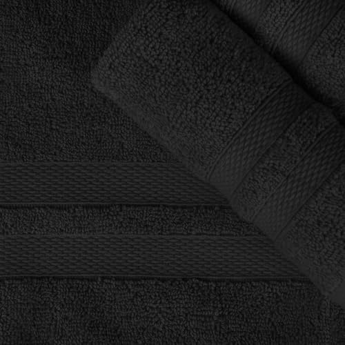 Superior Ultra-Soft 3-Piece Cotton Towel Set, Daily Use for Bathroom, Guest Room, Quick Dry, Set Includes 1 Bath Towel, 1 Hand Towel and 1 Washcloth, Essential Plush Towels for Home, Black - Image 5