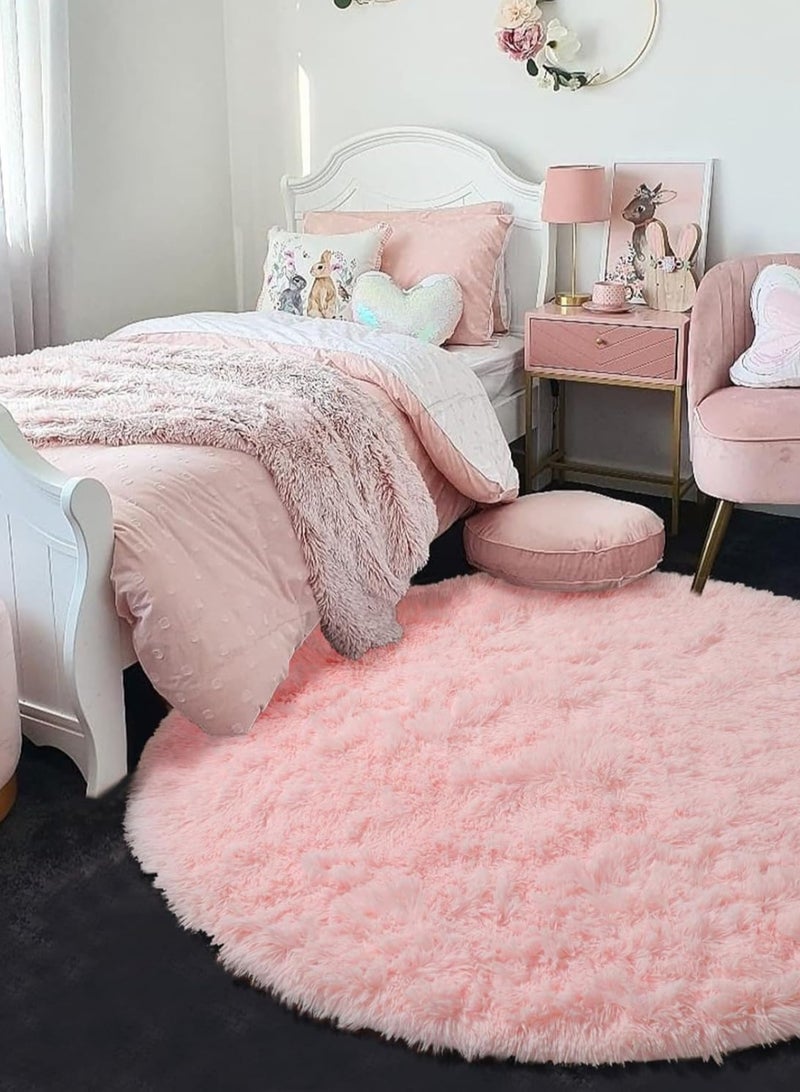 لوبيتيز سوبر لينة ، منتفخ جولة السجاد غرفة المعيشة ، كبير المضادة للانزلاق السجاد ، غرفة نوم ، مدخل الباب ، غرفة المعيشة الفاخرة السجاد ( جولة الوردي ، 100 سم ) - Image 2