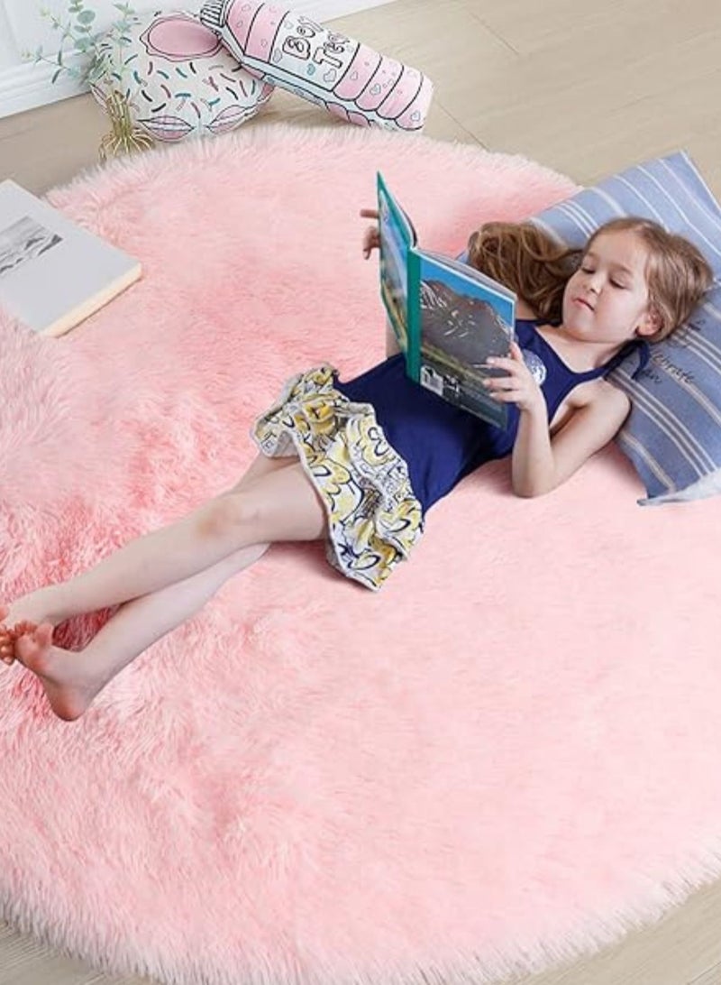 لوبيتيز سوبر لينة ، منتفخ جولة السجاد غرفة المعيشة ، كبير المضادة للانزلاق السجاد ، غرفة نوم ، مدخل الباب ، غرفة المعيشة الفاخرة السجاد ( جولة الوردي ، 100 سم ) - Image 1