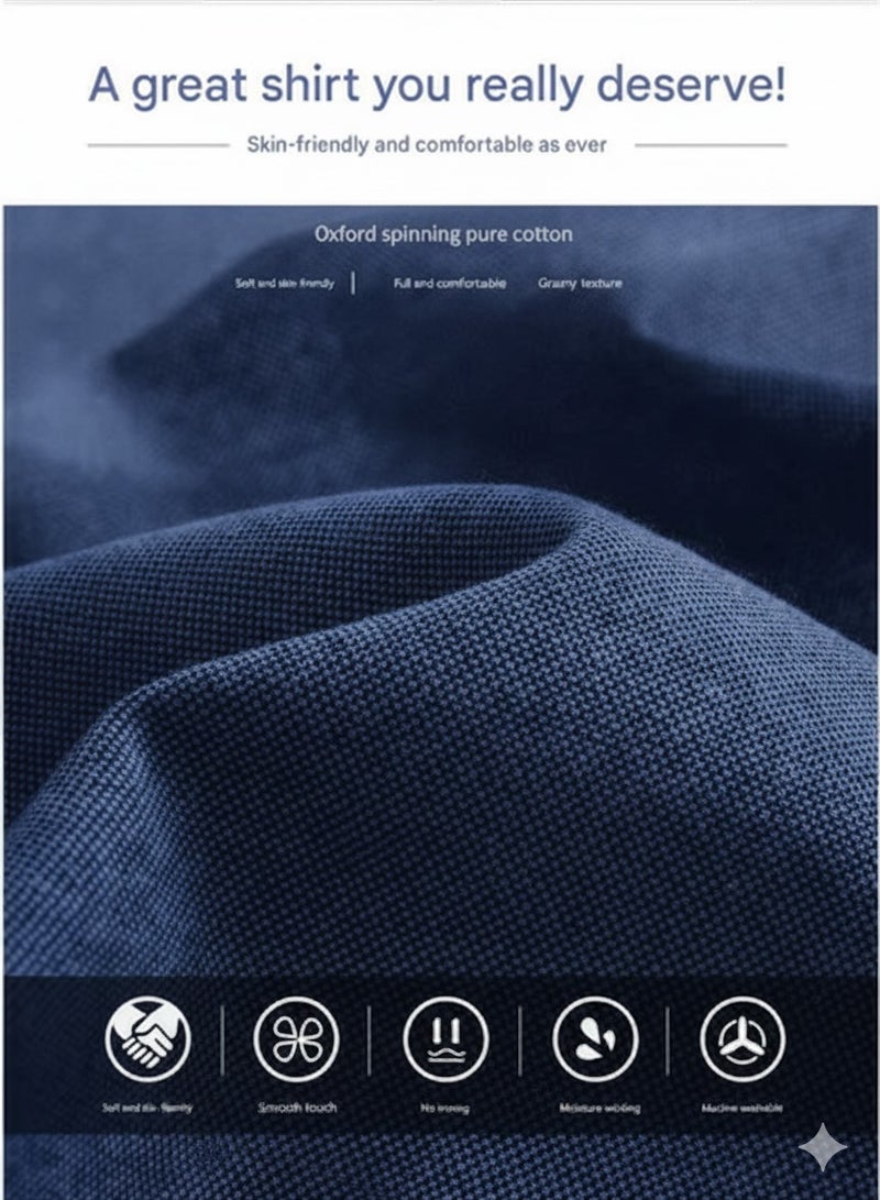 A.M Spring and autumn long-sleeved shirt men's jacket, no ironing Oxford business formal casual shirt men - Image 2