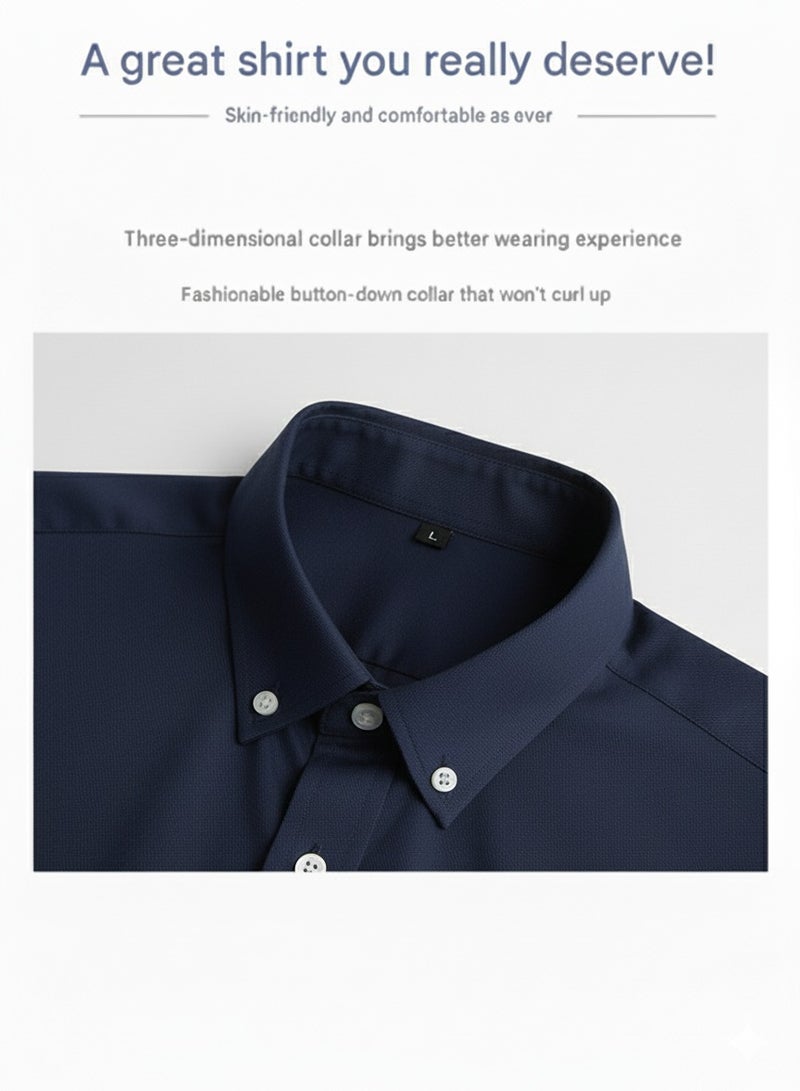 A.M Spring and autumn long-sleeved shirt men's jacket, no ironing Oxford business formal casual shirt men - Image 4