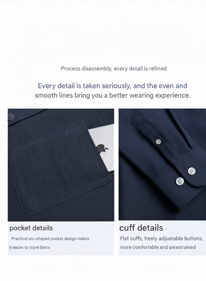 A.M Spring and autumn long-sleeved shirt men's jacket, no ironing Oxford business formal casual shirt men - Image 5