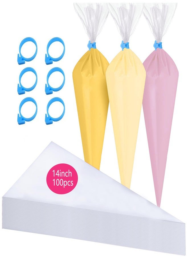 GZMAISULEE Piping Bags Disposable 14 Inch 100PCS Anti Burst Thicken Pastry Bags with 6 Icing Bag Ties for Cookie Cake Frosting Decorating Baking Supplies - Image 1