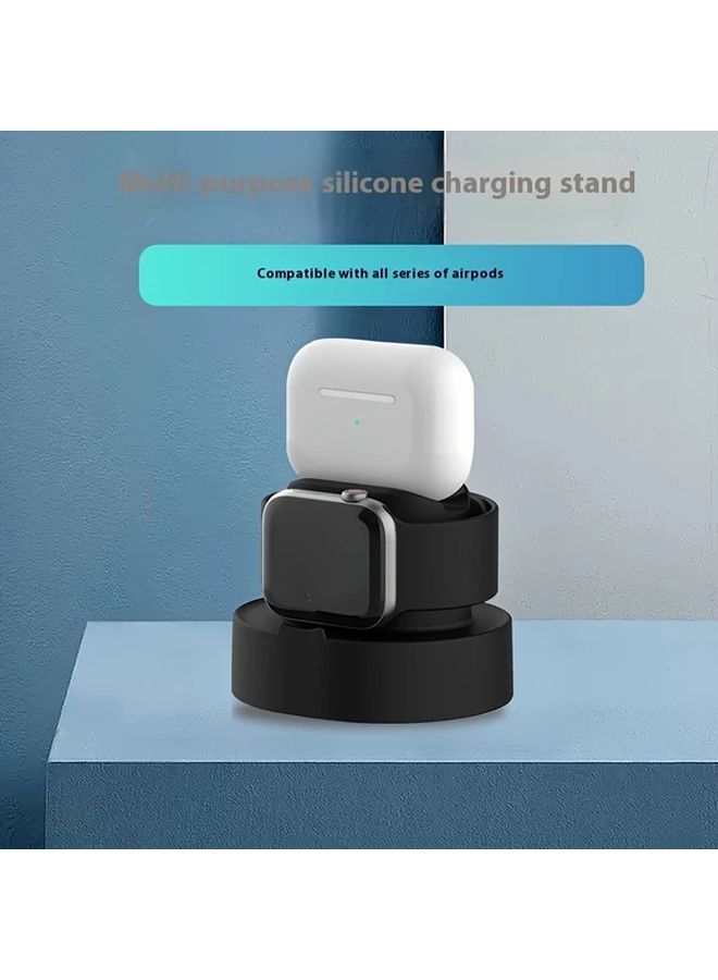 Gray Dual Device Wireless Charging Stand for Smartwatch and Earbuds Compact Home Office Use - Image 5